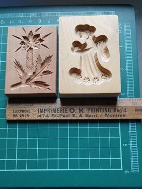 2 Wood Cookie Molds